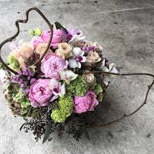 They guarantee fresh peonies delivery and will cater to all your flower needs. Arrangement With Fresh Peonies Peach Roses And Graceful Branches By Garage Flowers