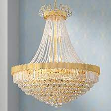 Valentina 31 1 4 Wide Gold And Crystal 24 Light Chandelier 71v05 Lamps Plus Steel Pendant Light Elite Decor Chandelier Lighting