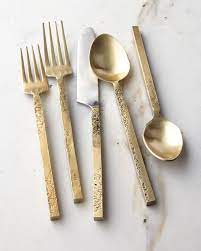 Cambridge Silversmiths 20 Piece Mala Flatware Set Yellow Metallic Brass Flatware Flatware Set Beautiful Flatware