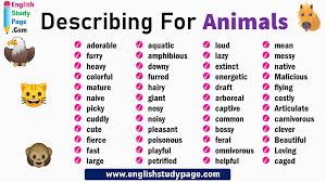 Now use the animal adjectives printable so each child can make a book about their favourite animal. 45 Describing Words For Animals In English English Study Page