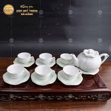 Bộ ấm chén Bát Tràng quả bí men rạn trắng BT-BAT12_ Bát Tràng