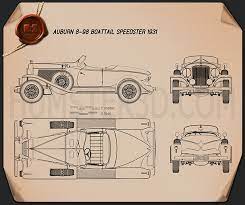 The initial purchase price for a 1934 hudson convertible versus a similar vintage ford or chevrolet favors the hudson; Auburn 8 98 Boattail Speedster 1931 Blueprint Hum3d