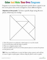 Drag the pieces to the correct spot and create a rectangle. Color A Tangram Template Worksheet Education Com Tangram Patterns Tangram Tangram Puzzles
