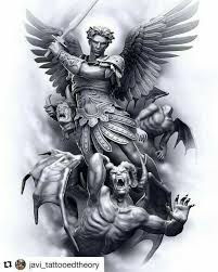 San michele non é solo l'espressione del guaritore, del comandante delle schiere celesti, vincitore su satana, accompagnatore di anime, ma una strada, una scelta, una via, un percorso che l'uomo può seguire per diventare un guerriero di michele guidato dal discernimento, mediato dal sentimento sul. Pin De Michael Loew En San Michele Arcangelo Tatuaje De San Miguel Tatuaje San Miguel Arcangel Tatuaje De Arcangel