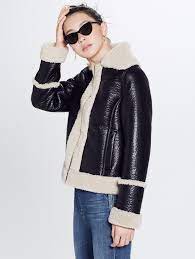 Who S The Boss Around Here Mother S Faux Leather And Shearling Jacket Means Serious Business A Wide Collar Take Skinny Jeans Outfit Mother Denim Skinny Jeans