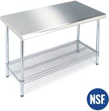 If you are looking for commercial kitchen sinks, faucets, tables, chairs, work tables or replacement parts for your favorite hobart equipment, we would be happy to serve you. Amazon Com Seville Classics Stainless Commercial Grade Work Table Steel Wire Shelf Kitchen Nsf Certified Storage 49 W X 24 D X 35 5 H Chrome Home Kitchen