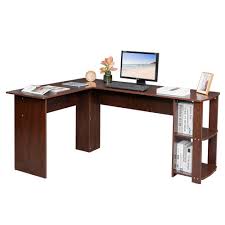 We carry one of the largest selections of solid wood, bamboo, and greenguard gold laminate. Fch Office L Shaped Computer Desk Corner Laptop Pc Table Bookshelves Dark Brown Desks Home Office Furniture Home Garden