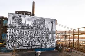 Jr Completes Massive The Chronicles Of New York Mural In Nyc S Domino Park Murals In Nyc Street Artists Monochrome Photograph