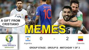 De paul pizarro suárez foyth pereyra acuña marchesín ramiro funes mori casco dybala lautaro martínez musso. Argentina 0 Vs 2 Colombia 2019 Copa America Memes Compilation Youtube