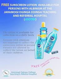 Matilda Atieno Kenyan Girl On Twitter Sunscreen Lotion Is Available At The Jootrh Kisumucountyke Collection Is Free For Persons With Albinism Condition Https T Co Ullkoofkb8 Twitter