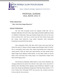 Proposal kegiatan hari raya qurban sma yadika baturaja tahun pelajaran 2014/2015 i. Proposal Qurban