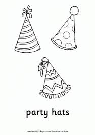 Birthday Hat Clipart Black And White Party Hats Colouring Page In 2020 Birthday Coloring Pages Party Hats Happy Birthday Coloring Pages