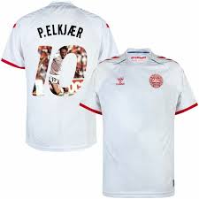 As monaco fc france ligue 1 soccer t shirt uefa handmade mens cotton t shirt. Hummel Danemark P Elkjaer 10 Away Trikot 2021 2022 Gallery Beflockung