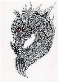 coloriage mandala tete de dragon zentangle art sketches animals coloriages adultes difficiles