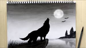 It's just a guide for the top part clawdeen wolf's head. Howling Wolf Drawing Black And White How To Draw Wolf Howling At The Moon Drawing Night Scenery Youtube