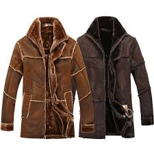 Velvet Line Fashion Retro Vintage Thick Warm Winter Pilot Suede Leather Jacket Men Bomber Long Faux Fur Faux Fur Coat Men Mens Leather Coats Leather Jacket Men