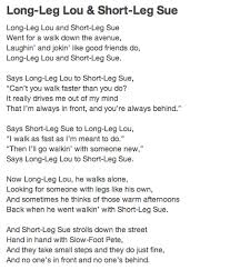 Long Leg Lou Short Leg Sue Pretty Words Short Poems Shel Silverstein