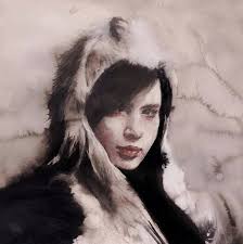 Acquerello ispirato a una fotografia di Górski Jan con Anna Dymna (1971)."  #annadymna #polishactress #kino #blackink #fur #turinart