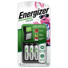You can opt for the batteries featured. Energizer Recharge Value Battery Charger For Nimh Rechargeable Aa Batteries And Aaa Batteries Chvcmwb 4 The Home Depot