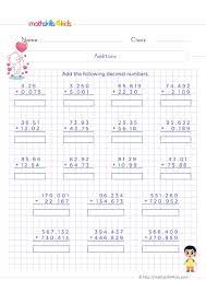 adding and subtracting decimals worksheets pdf for 6th grade math skills for kids