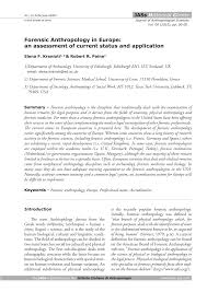 Check spelling or type a new query. Pdf Forensic Anthropology In Europe An Assessment Of Current Status And Application