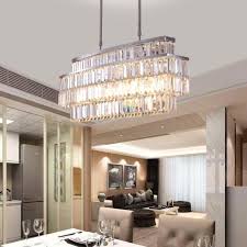 Modern Rectangular Crystal Chandelier Rod Type Pendant Light Sofary