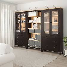 Hemnes تشكيلة تخزين مع أبواب أدراج أسود بني بني فاتح Ikea