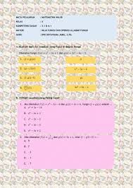 Operasi aljabar fungsi penilaian harian matematika wajib kelas x. Operasi Aljabar Fungsi Worksheet