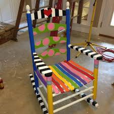 I Painted This Sweet Colorful Rocking Chair Painted Teacher Chair Classroom Rocking Chair Teacher Rocking Chairs