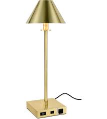 Three parts consisting of round stepped and reeded base, beautifully cast. Elegant Lighting Tl3004 Brio 25 Inch 40 Watt Brushed Brass Table Lamp Portable Light With Usb Port And Power Outlet