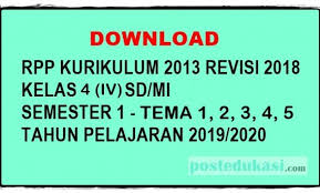 Rpp Tematik Kelas 4 Semester 1 Revisi 2018 Postedukasi Com
