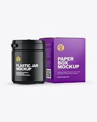 Download Glossy Plastic Jar W Glossy Box Mockup In Packaging Mockups On Yellow Images Object Mockups PSD Mockup Templates