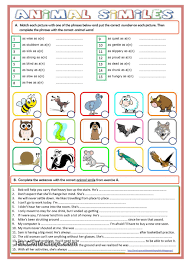 Animal Similes Simile Worksheet Learning Worksheets Simile