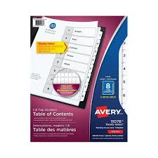 Creating the index tab template. Avery Ready Index Table Of Content Dividers For Laser And Inkjet Printers 8 Tabs 3 Sets Black White 11076 Staples Ca