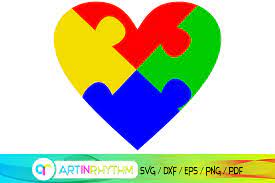 This design is of puzzle pieces in the shape of a heart. Heart Svg Autism Puzzle Svg Graphic By Artinrhythm Creative Fabrica