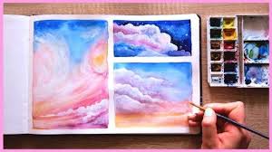 Painting Tutorials Makoccino Beginner Art Cotton Candy Clouds Beginner Painting