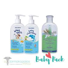 A baby bath wash that gently cleanses baby's delicate skin without drying it or interfering with its normal ph levels while protecting the skin flora. Frezyderm Paketo Me Bath Hydra Milk Shampoo Ofarmakopoiosmou