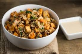 I've been making versions of this salad with crispy tofu, avocado, and grapefruit, flavored with za'atar and topped with a miso and tahini dressing, on and off add 2 tablespoons reserved grapefruit juice, tahini, miso paste, lemon juice, and honey or agave nectar to bowl with reserved oil from cooking. Tofu Sweet Potato Bowl With Tahini Sauce Veggie Chick