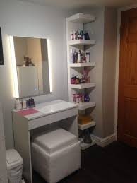 The most common bedroom vanities material is metal. Interior Design 23 Diy Makeup Room Ideas Organizer Storage And Decorating Plus Interior Design Enchanting Pi Ikea Lack Shelves Dressing Table Design Home Decor
