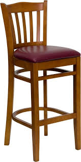 Hercules Series Cherry Finished Vertical Slat Back Wooden Restaurant Barstool Burgundy Vinyl Seat F In 2020 Padded Bar Stools Wood Bar Stools Restaurant Bar Stools