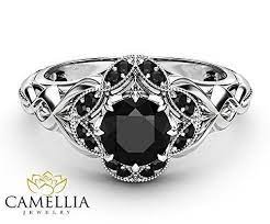 Black Diamond White Gold Gothic Engagement Ring Whitegoldjewellery Black Gold Ring Black Engagement Ring Gothic Engagement Ring