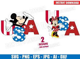 Download Usa Mickey Minnie Mouse 4th Of July Svg Dxf Png Disney American