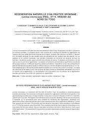 Pdf Natural Regeneration Of A Volunteer Fruit Tree Lannea Microcarpa Engl And K Krause In North Togo