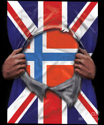 National flag consisting of a red field bearing a large blue cross outlined in white. Norway Flag Great Britain Flag Ripped Digital Art By Jose O