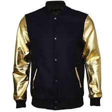 Black And Gold Jacket Mens Viparo Mens Black And Gold Archie Jacket Mens Lightweight Jacket Leather Sleeve Jacket Real Leather Jacket