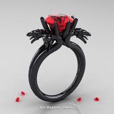Bug Bite Black And Blue Ring Norwegian 14k Black Gold 3 0 Carat Ruby Dragon Engagement Ring R901 14kbgr Black Gold Jewelry Black Hills Gold Jewelry Black Gold Ring