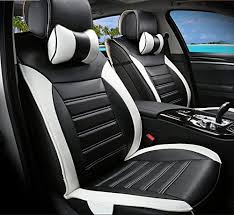 Black And White Car Seat Covers Moonet Front Rear Car Trunk Bucket Seat Cushion Covers Pu Leather 8pcs Full Set Black White Htt Leather Car Seat Covers Cute Car Seat Covers Car Seat Cushion