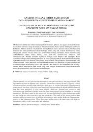 Pengertian analisis wacana menurut para ahli : Pdf Analisis Wacana Kritis Fairclough Pada Pemberitaan Selebriti Di Media Daring Fairclough S Critical Discourse Analysis Of Celebrity News On Online Media