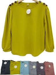 ATASAN BLOUSE WANITA KANCING PUNDAK LENGAN PANJANG BAHAN ADEM/