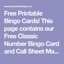 These printable bingo cards are perfect for any occasion. Free Printable Bingo Cards This Page Contains Our Free Classic Number Bingo Card And Call Sheet M Bingo Cards Bingo Cards Printable Free Printable Bingo Cards